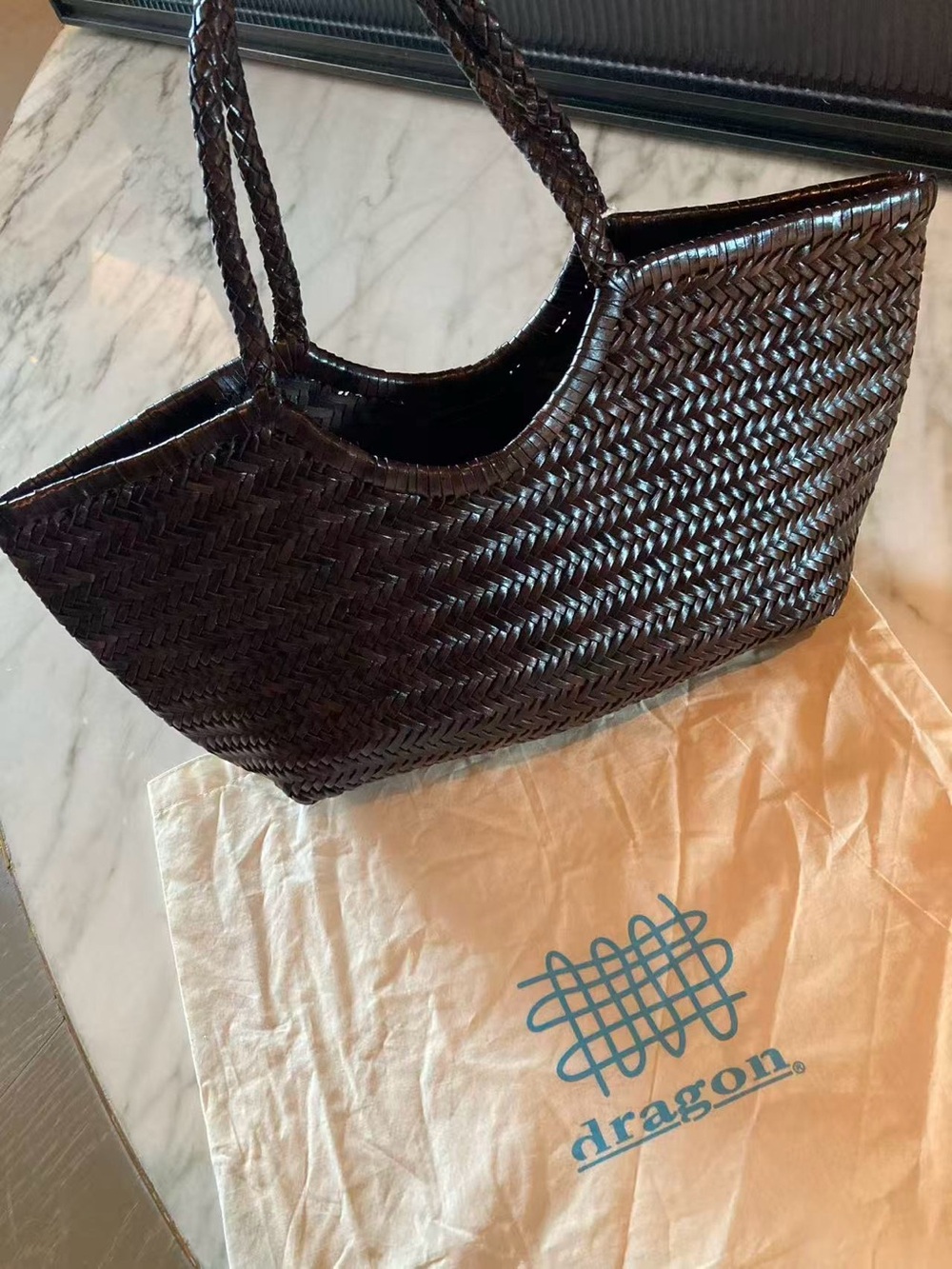 Dragon Diffusion Brown Nantucket Basket Bag Shoulder Tote Bag - Picture 7 of 14